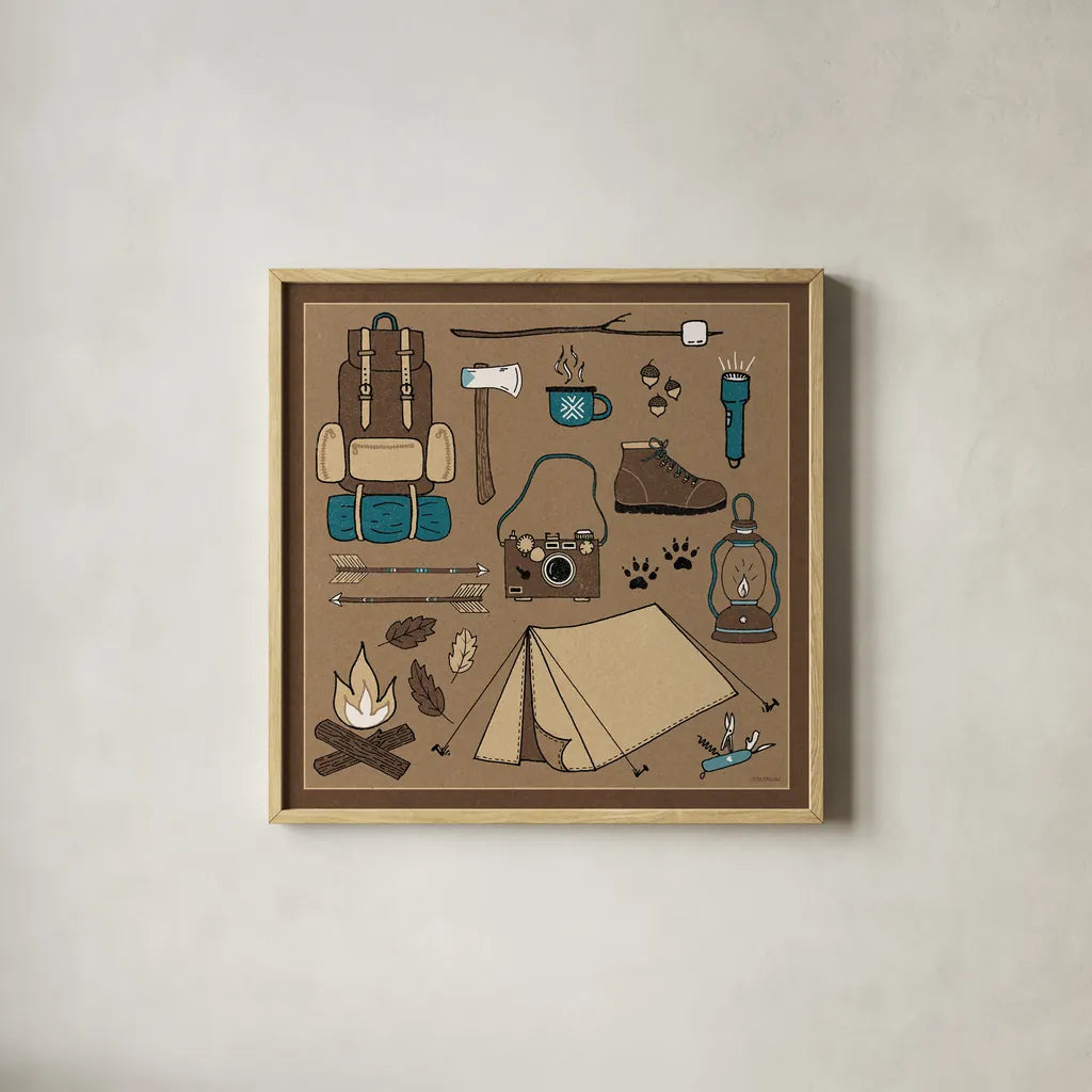 The Great Outdoors V by Laura Marshall. Shown in a natural wood glass frame for a timeless modern aesthetic. Available as an archival giclee rolled canvas, fine art paper, or poster print. SKU 23388a.