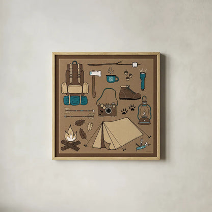 The Great Outdoors V by Laura Marshall. Shown in a natural wood glass frame for a timeless modern aesthetic. Available as an archival giclee rolled canvas, fine art paper, or poster print. SKU 23388a.