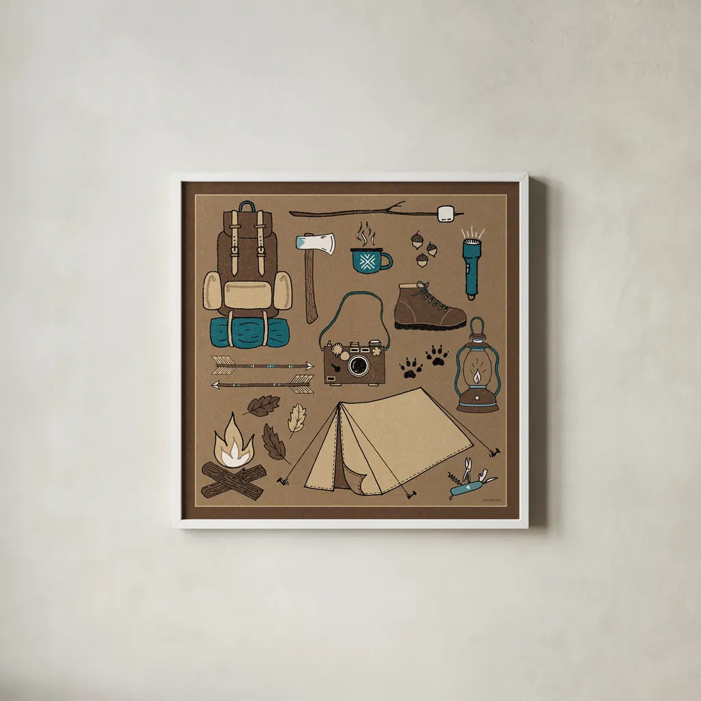 The Great Outdoors V by Laura Marshall. Shown in a crisp white glass frame for a clean and minimalist style. Available as an archival giclee rolled canvas, fine art paper, or poster print. SKU 23388a.