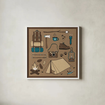 The Great Outdoors V by Laura Marshall. Shown in a crisp white glass frame for a clean and minimalist style. Available as an archival giclee rolled canvas, fine art paper, or poster print. SKU 23388a.