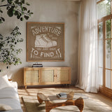 The Great Outdoors VII by Laura Marshall. Shown in a natural wood frame in a cozy modern living room. Available as an archival giclee rolled canvas, fine art paper, or poster print. SKU 23390a.