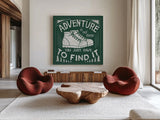 The Great Outdoors VII Forest Green by Laura Marshall. Shown as extra-large giant wall art in a modern living room. Available as an archival giclee rolled canvas, fine art paper, or poster print. SKU 63502a.