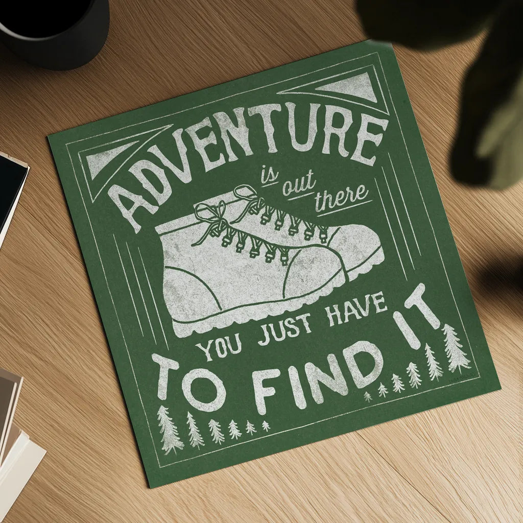 The Great Outdoors VII Green by Laura Marshall. Shown as a detailed flat fine art print, highlighting archival giclee quality. Available as an archival giclee rolled canvas, fine art paper, or poster print. SKU 47961a.