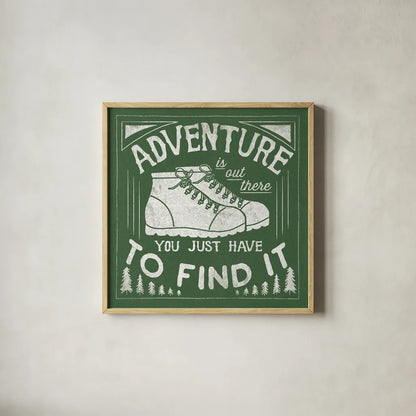 The Great Outdoors VII Green by Laura Marshall. Shown in a natural wood glass frame for a timeless modern aesthetic. Available as an archival giclee rolled canvas, fine art paper, or poster print. SKU 47961a.