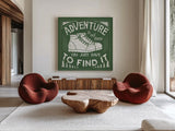 The Great Outdoors VII Green by Laura Marshall. Shown as extra-large giant wall art in a modern living room. Available as an archival giclee rolled canvas, fine art paper, or poster print. SKU 47961a.