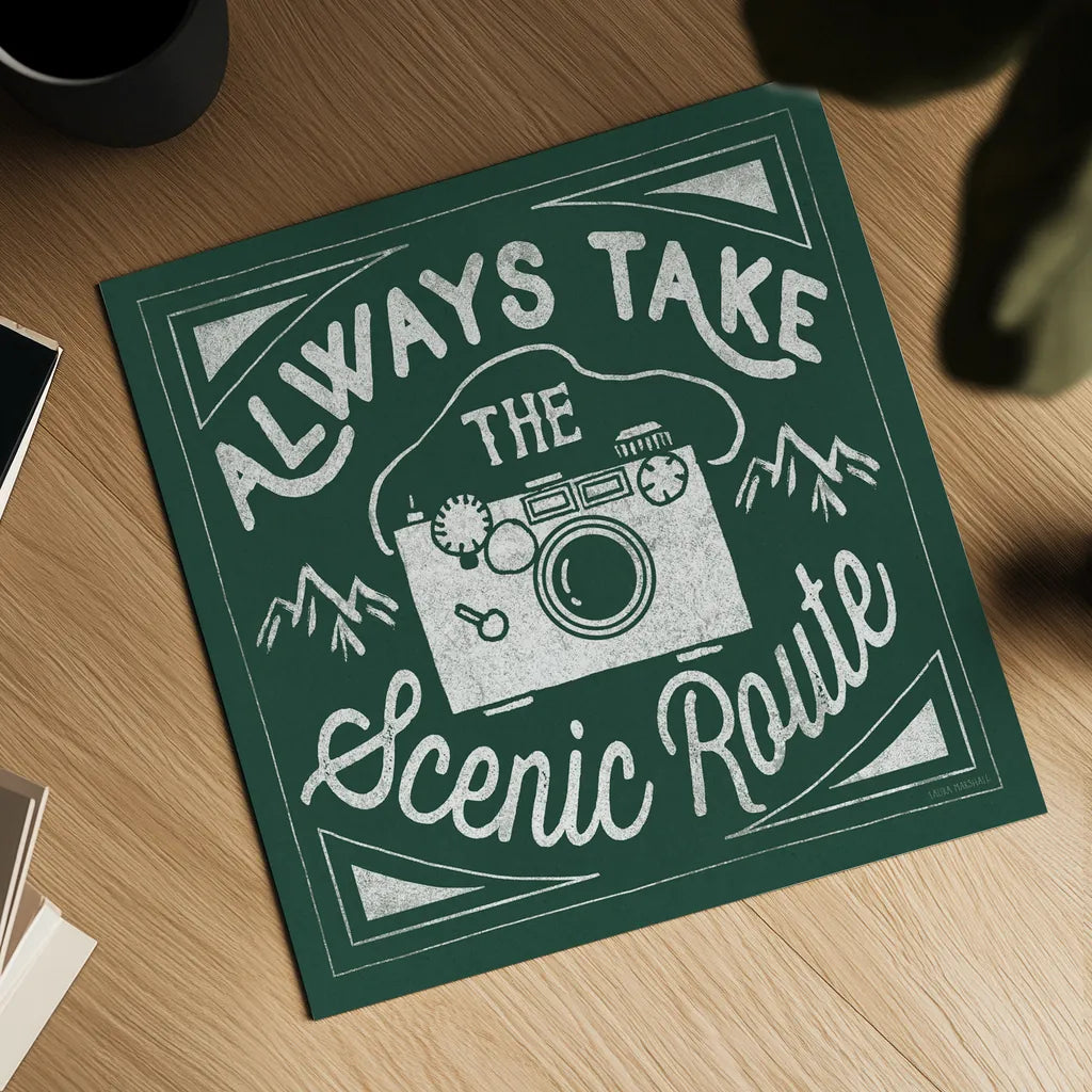 The Great Outdoors VIII Forest Green by Laura Marshall. Shown as a detailed flat fine art print, highlighting archival giclee quality. Available as an archival giclee rolled canvas, fine art paper, or poster print. SKU 63503a.