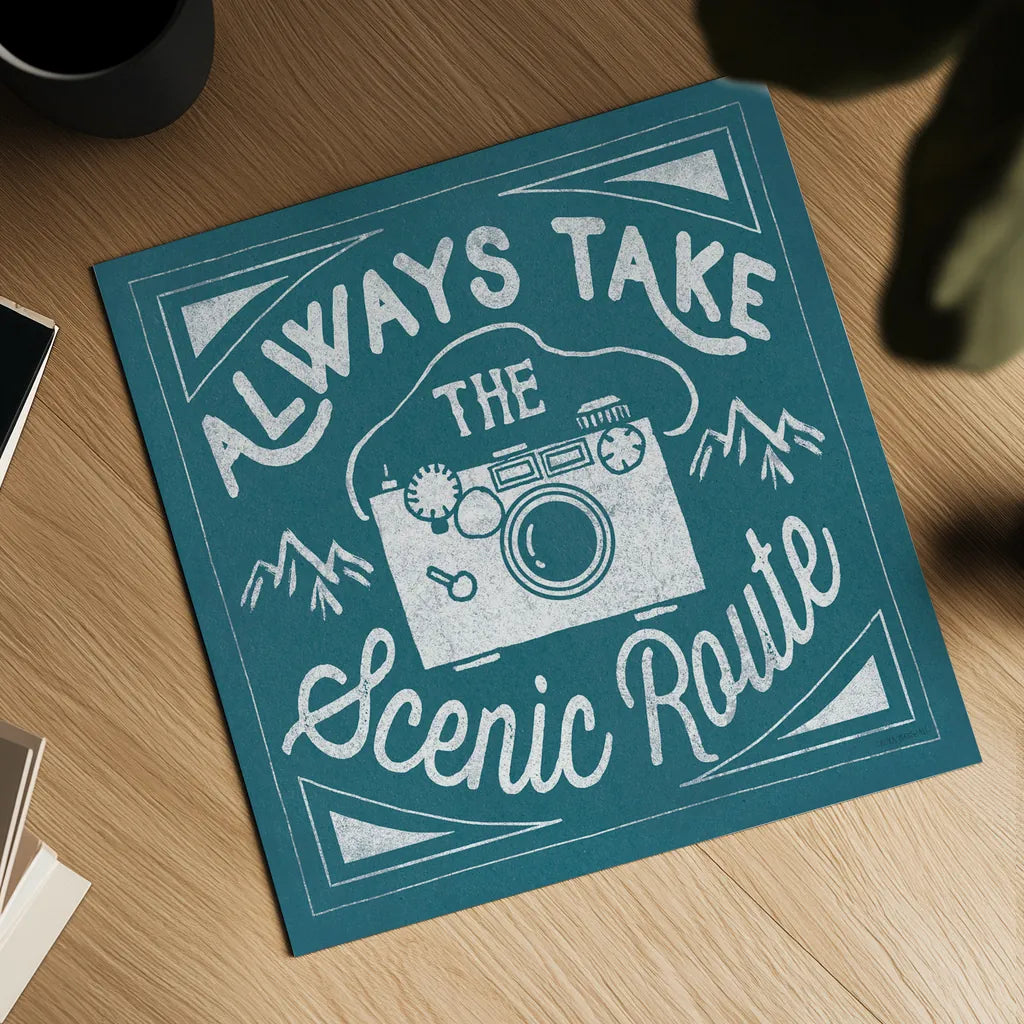 The Great Outdoors VIII Teal by Laura Marshall. Shown as a detailed flat fine art print, highlighting archival giclee quality. Available as an archival giclee rolled canvas, fine art paper, or poster print. SKU 47962a.