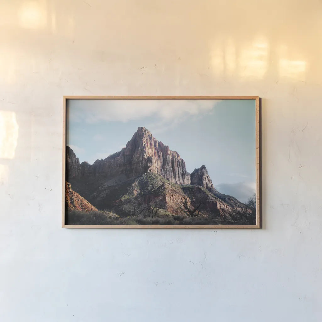 The Watchman I Color by Laura Marshall. shown as a paper print in a natural frame. Available as a archival giclee rolled canvas, fine art paper, or poster print. SKU 78129i.