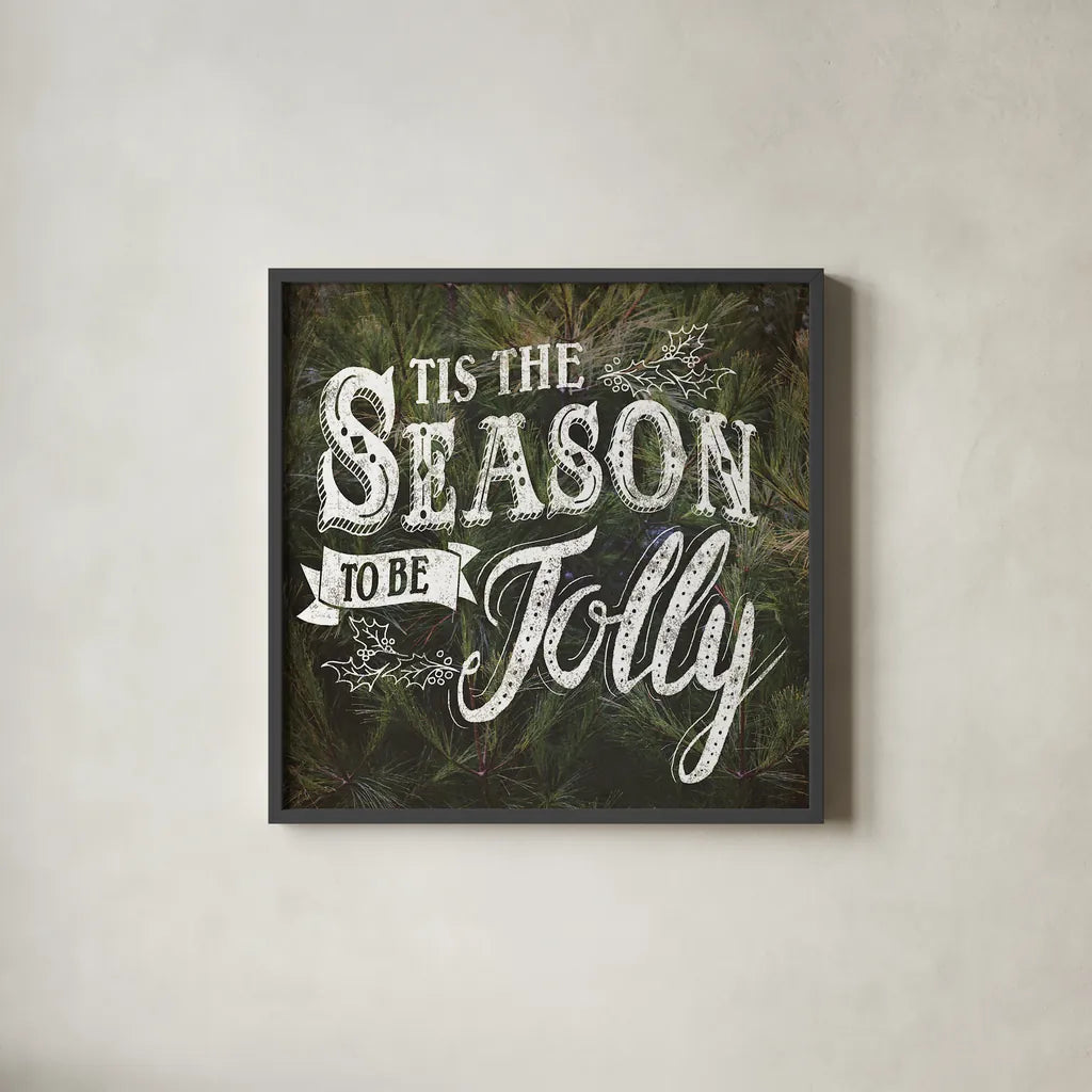 Tis the Season by Laura Marshall. Shown in a sleek black glass frame for a contemporary gallery look. Available as an archival giclee rolled canvas, fine art paper, or poster print. SKU 21970a.