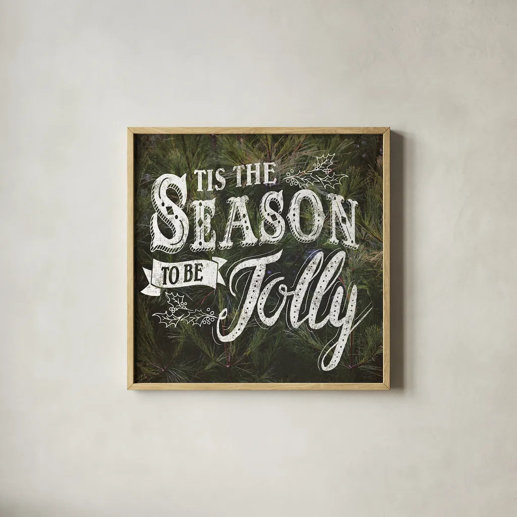 Tis the Season by Laura Marshall. Shown in a natural wood glass frame for a timeless modern aesthetic. Available as an archival giclee rolled canvas, fine art paper, or poster print. SKU 21970a.