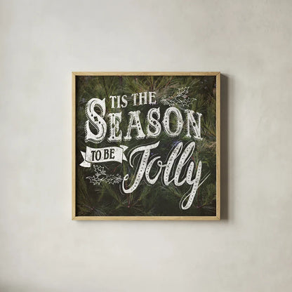 Tis the Season by Laura Marshall. Shown in a natural wood glass frame for a timeless modern aesthetic. Available as an archival giclee rolled canvas, fine art paper, or poster print. SKU 21970a.