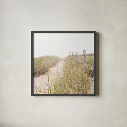 To the Beach by Laura Marshall. Shown in a sleek black glass frame for a contemporary gallery look. Available as an archival giclee rolled canvas, fine art paper, or poster print. SKU 38776a.