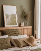 To the Beach Crop by Laura Marshall. shown as a paper print in a natural frame. Available as a archival giclee rolled canvas, fine art paper, or poster print. SKU 38776h.