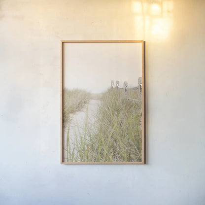 To the Beach Crop by Laura Marshall. shown as a paper print in a natural frame. Available as a archival giclee rolled canvas, fine art paper, or poster print. SKU 38776h.