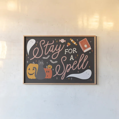 Trick or Treat I by Laura Marshall. shown as a paper print in a natural frame. Available as a archival giclee rolled canvas, fine art paper, or poster print. SKU 74189i.