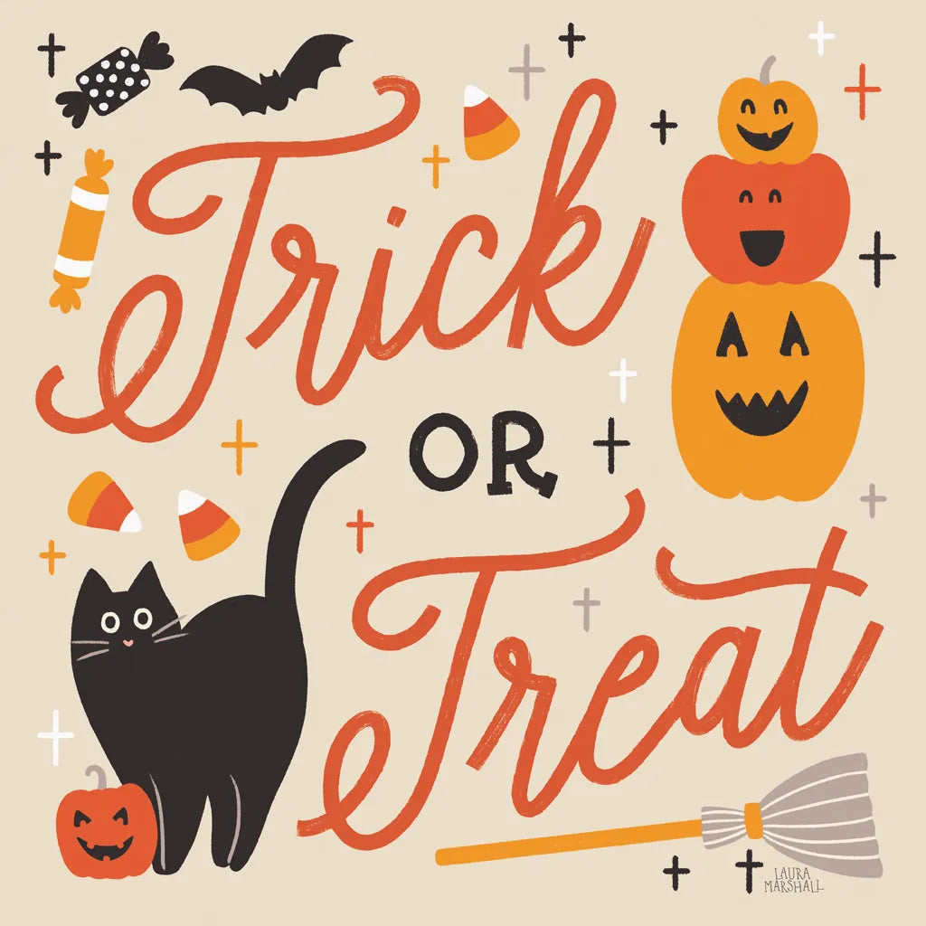 Trick or Treat II with Black by Laura Marshall. SKU 74800a. Archival Giclee Fine art print for wall decor.