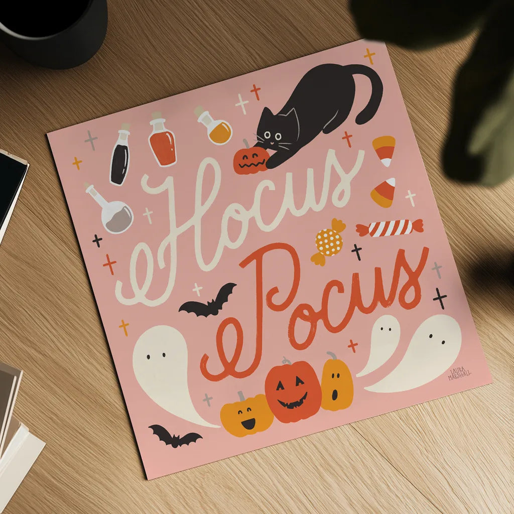 Trick or Treat III by Laura Marshall. Shown as a detailed flat fine art print, highlighting archival giclee quality. Available as an archival giclee rolled canvas, fine art paper, or poster print. SKU 74191a.