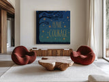 Twilight Fireflies III by Laura Marshall. Shown as extra-large giant wall art in a modern living room. Available as an archival giclee rolled canvas, fine art paper, or poster print. SKU 18520a.