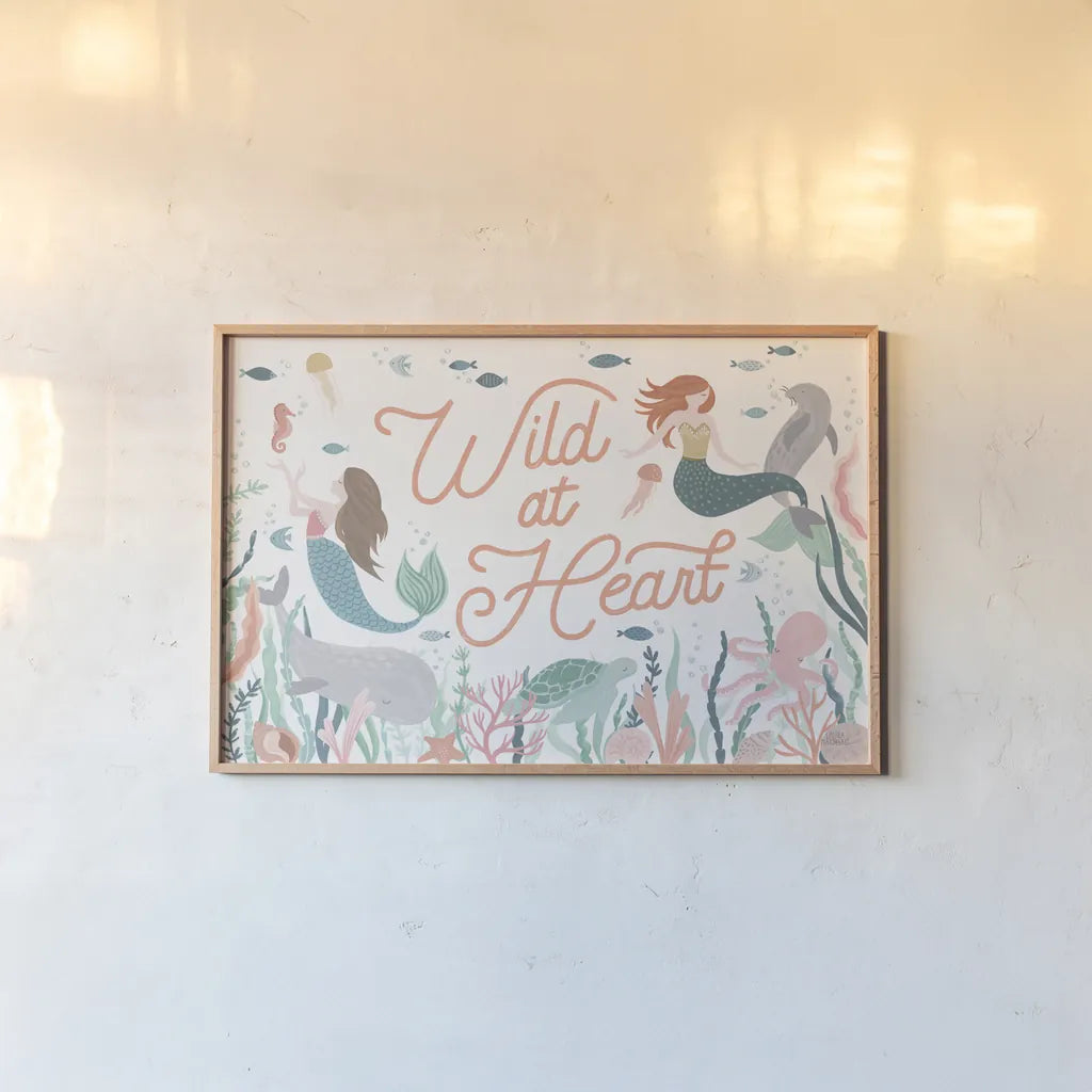 Under the Sea I by Laura Marshall. shown as a paper print in a natural frame. Available as a archival giclee rolled canvas, fine art paper, or poster print. SKU 62517i.