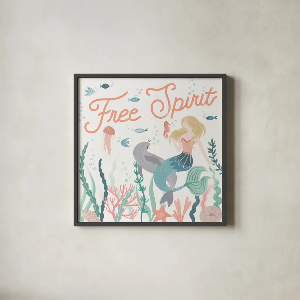 Under the Sea II by Laura Marshall. Shown in a sleek black glass frame for a contemporary gallery look. Available as an archival giclee rolled canvas, fine art paper, or poster print. SKU 62518a.