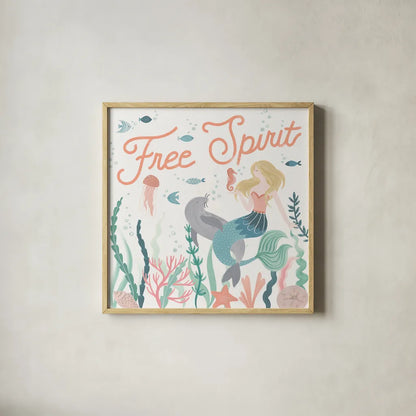 Under the Sea II by Laura Marshall. Shown in a natural wood glass frame for a timeless modern aesthetic. Available as an archival giclee rolled canvas, fine art paper, or poster print. SKU 62518a.