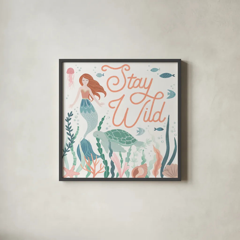 Under the Sea III by Laura Marshall. Shown in a sleek black glass frame for a contemporary gallery look. Available as an archival giclee rolled canvas, fine art paper, or poster print. SKU 62519a.