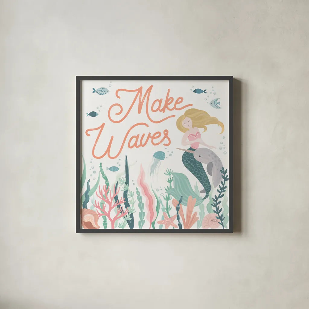 Under the Sea IV by Laura Marshall. Shown in a sleek black glass frame for a contemporary gallery look. Available as an archival giclee rolled canvas, fine art paper, or poster print. SKU 62520a.