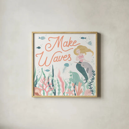 Under the Sea IV by Laura Marshall. Shown in a natural wood glass frame for a timeless modern aesthetic. Available as an archival giclee rolled canvas, fine art paper, or poster print. SKU 62520a.