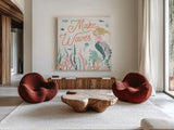 Under the Sea IV by Laura Marshall. Shown as extra-large giant wall art in a modern living room. Available as an archival giclee rolled canvas, fine art paper, or poster print. SKU 62520a.