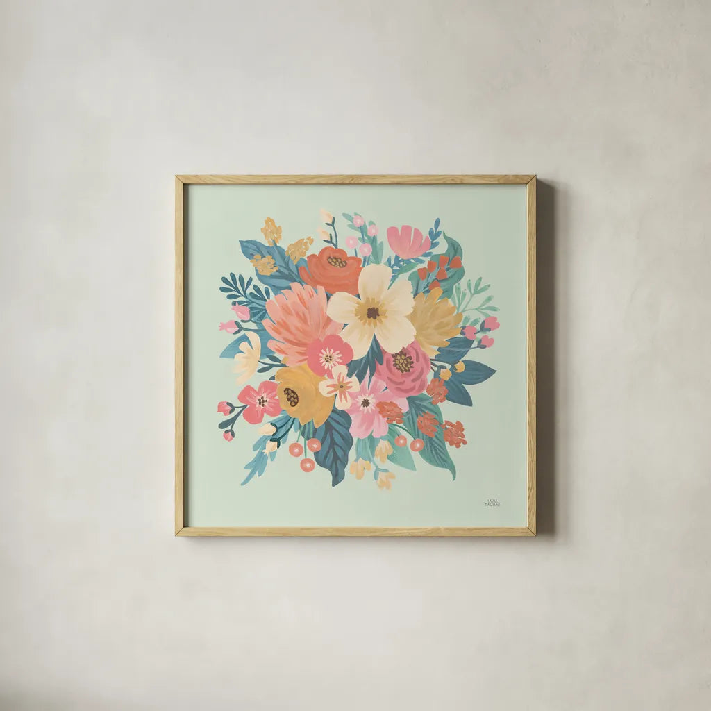Under the Sea IX by Laura Marshall. Shown in a natural wood glass frame for a timeless modern aesthetic. Available as an archival giclee rolled canvas, fine art paper, or poster print. SKU 62525a.