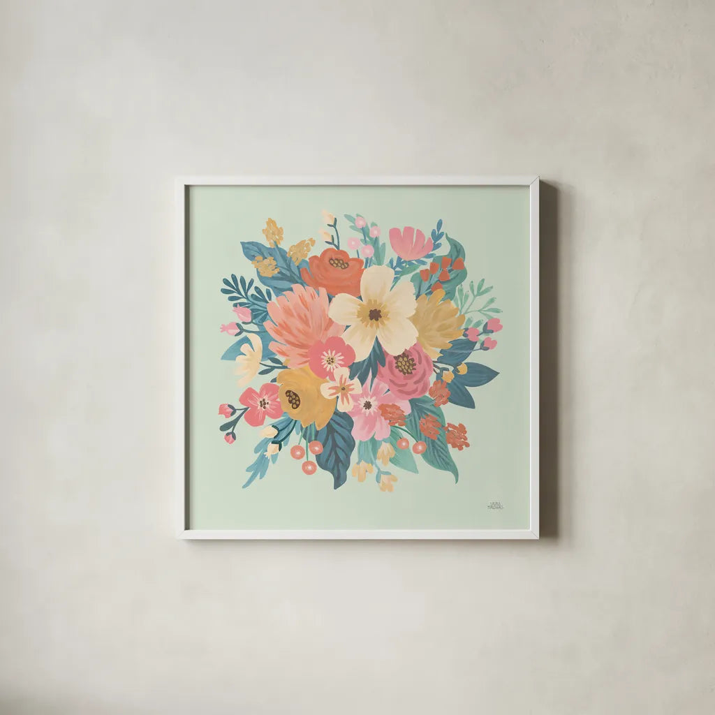 Under the Sea IX by Laura Marshall. Shown in a crisp white glass frame for a clean and minimalist style. Available as an archival giclee rolled canvas, fine art paper, or poster print. SKU 62525a.