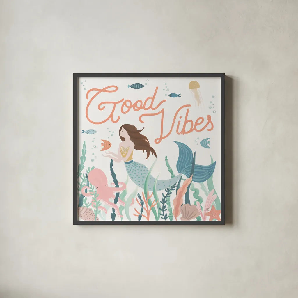 Under the Sea V by Laura Marshall. Shown in a sleek black glass frame for a contemporary gallery look. Available as an archival giclee rolled canvas, fine art paper, or poster print. SKU 62521a.