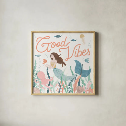 Under the Sea V by Laura Marshall. Shown in a natural wood glass frame for a timeless modern aesthetic. Available as an archival giclee rolled canvas, fine art paper, or poster print. SKU 62521a.