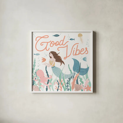 Under the Sea V by Laura Marshall. Shown in a crisp white glass frame for a clean and minimalist style. Available as an archival giclee rolled canvas, fine art paper, or poster print. SKU 62521a.