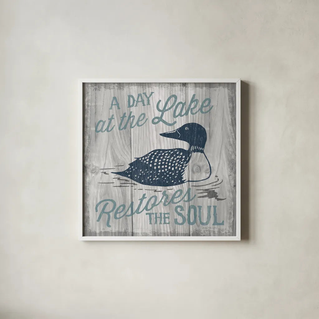 Up North VI by Laura Marshall. Shown in a crisp white glass frame for a clean and minimalist style. Available as an archival giclee rolled canvas, fine art paper, or poster print. SKU 31365a.