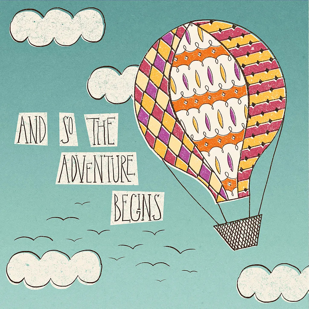 Up Up and Away Adventure Bright by Laura Marshall. SKU 19785a. Archival Giclee Fine art print for wall decor.