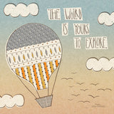 Up Up and Away Explore by Laura Marshall. SKU 18459a. Archival Giclee Fine art print for wall decor.