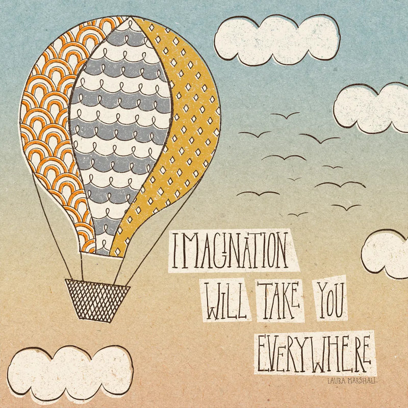 Up Up and Away Imagination by Laura Marshall. SKU 18457a. Archival Giclee Fine art print for wall decor.