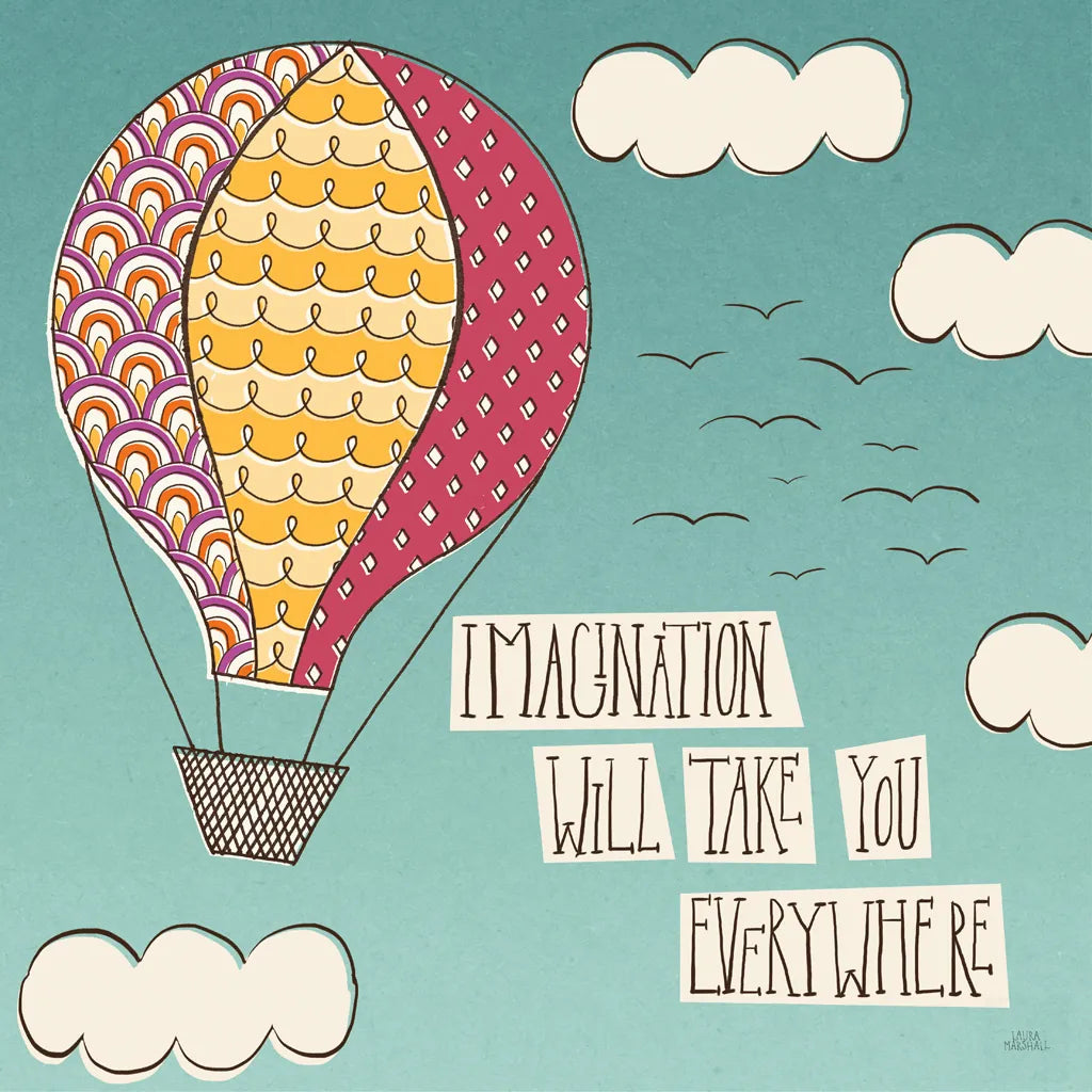 Up Up and Away Imagination Bright by Laura Marshall. SKU 19784a. Archival Giclee Fine art print for wall decor.