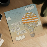 Up Up and Away Wonder by Laura Marshall. Shown as a detailed flat fine art print, highlighting archival giclee quality. Available as an archival giclee rolled canvas, fine art paper, or poster print. SKU 18038a.