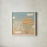 Up Up and Away Wonder by Laura Marshall. Shown in a crisp white glass frame for a clean and minimalist style. Available as an archival giclee rolled canvas, fine art paper, or poster print. SKU 18038a.