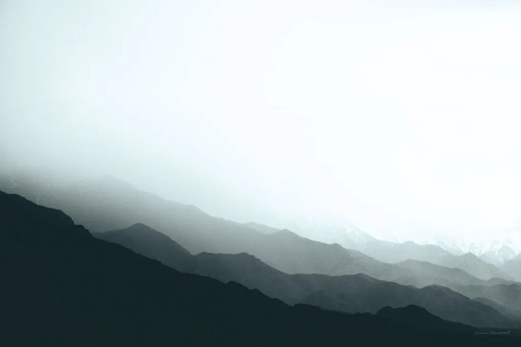 Virgin Mountains II Blue Gray by Laura Marshall. SKU 79233i. Archival Giclee Fine art print for wall decor.