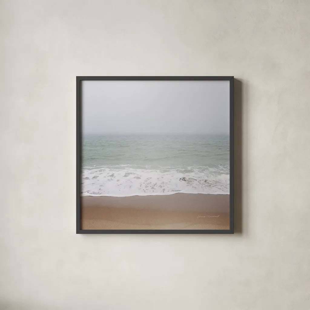 Walk on the Beach by Laura Marshall. Shown in a sleek black glass frame for a contemporary gallery look. Available as an archival giclee rolled canvas, fine art paper, or poster print. SKU 38775a.