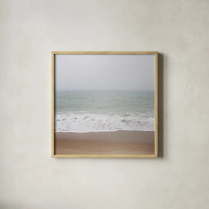 Walk on the Beach by Laura Marshall. Shown in a natural wood glass frame for a timeless modern aesthetic. Available as an archival giclee rolled canvas, fine art paper, or poster print. SKU 38775a.