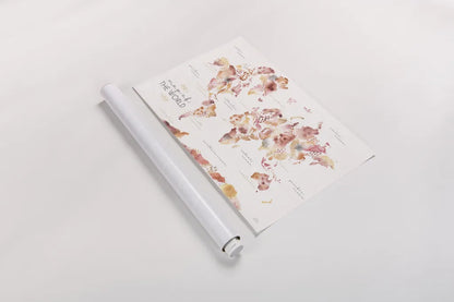 Warm Desert Blooms Map by Laura Marshall. shown as a rolled paper print. Available as archival giclee rolled canvas, fine art paper, or poster print. SKU 66492i.