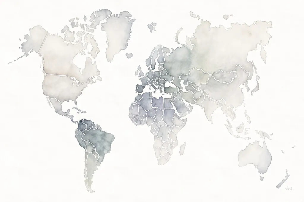 Watercolor Wanderlust by Laura Marshall. SKU 35934i. Archival Giclee Fine art print for wall decor.