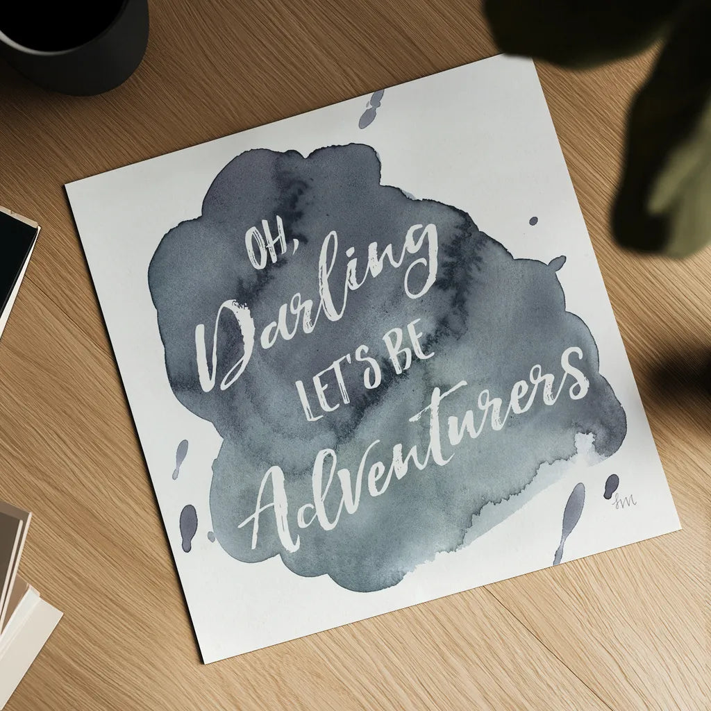 Watercolor Wanderlust Adventure I by Laura Marshall. Shown as a detailed flat fine art print, highlighting archival giclee quality. Available as an archival giclee rolled canvas, fine art paper, or poster print. SKU 36867a.