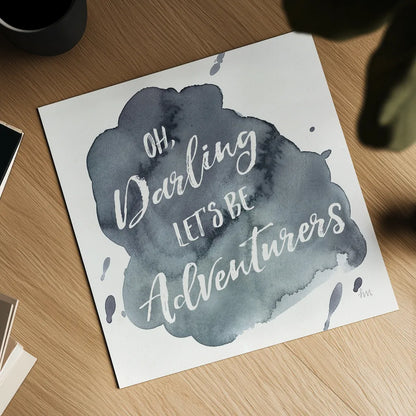 Watercolor Wanderlust Adventure I by Laura Marshall. Shown as a detailed flat fine art print, highlighting archival giclee quality. Available as an archival giclee rolled canvas, fine art paper, or poster print. SKU 36867a.