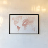 Watercolor Wanderlust Coral by Laura Marshall. shown as a paper print in a black flame. Available as a archival giclee rolled canvas, fine art paper, or poster print. SKU 50411i.