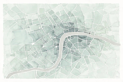 Watercolor Wanderlust London Mint by Laura Marshall. SKU 50413i. Archival Giclee Fine art print for wall decor.